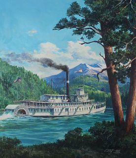 Dennis Lyall (B. 1946) "Bailey Gatzert Riverboat"