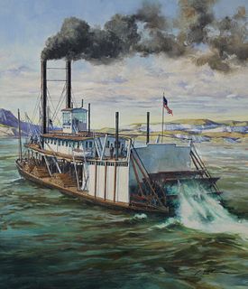 Dennis Lyall (B. 1946) "Far West Riverboat"