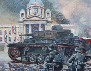 Brian Sanders (B. 1937) "Invasion of Yugoslavia"