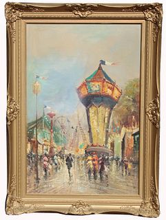 Signed, French Impressionist Carnival Scene