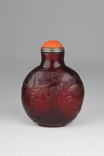 19th C. Chinese Ruby Red Glass Snuff Bottle