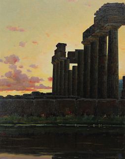 Ivan Sushchenko (B. 1930) Grecian Ruins At Sunset