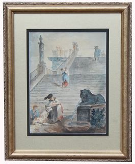 Roberts? Framed Antique Watercolor Painting
