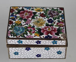 Signed, Vintage Floral Cloisonne Jewelry Box