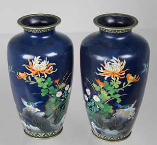 (2) Vintage Cloisonne Vases (as is)