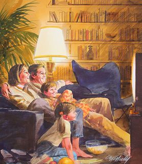 Tom McNeely (B. 1935) "Family Watching Sitcom"