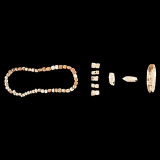 A Group of Shell Beads and Ornaments, Largest 2-1/2 in.