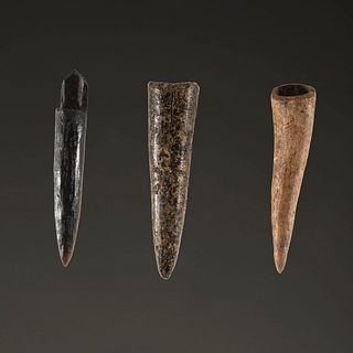 A Group of Three Bone Projectile Points, Largest 2 in.