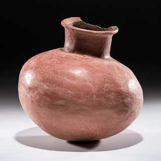 A Mississippian Redware Pottery Jar, 9 x 9-1/4 in.