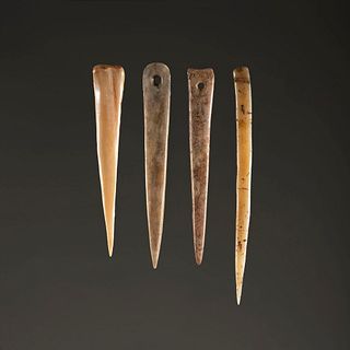 A Group of Bone Needles and Awls, Largest 4 in.