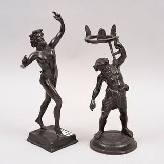Lote de 2 esculturas. Hefesto y Mefistófeles Fundición en bronce  Con bases  27 x 11 cm Ø (mayor)