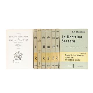 LOTE DE LIBROS SOBRE DOCTRINA SECRETA Y MAGIA PRÁCTICA. a) Blavatsky, H. P.  La Doctrina Secreta.  Piezas: 8.