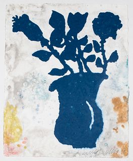 Donald Baechler "Flower Vase" Pochoir in Colors