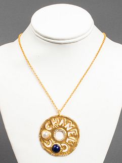 Chanel Gold Tone And Faux Gemstone Necklace