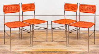 Gio Ponti "Superleggera" Chrome & Wicker Chairs, 4