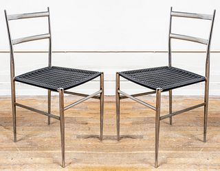 Gio Ponti "Superleggera" Chrome & Wicker Chairs, 2