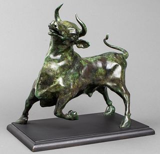 B. Pekota "Running Bull" Bronze Bull Sculpture