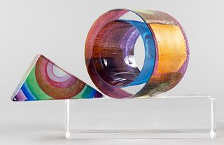 Leon Applebaum Modern Art Glass Sculpture