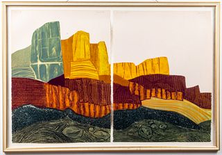 John Ross "Cliff Formation" Collagraph, 1987
