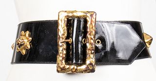 Christian Lacroix Vermeil Studded Leather Belt