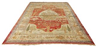 Silk Turkish Animal Carpet, ca. 1900; 15 ft. 5 in. x 12 ft.