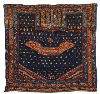 Persian Saddle Rug, ca. 1900; 3 ft. 3 in. x 3 ft. 3.5 in.
