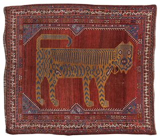 Rare Khamseh Tiger Rug, Persia, mid 19th century; 6 ft. 7 in. x 5 ft. 9 in.