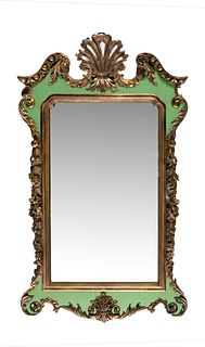 A George III Style Painted and Parcel Gilt Mirror