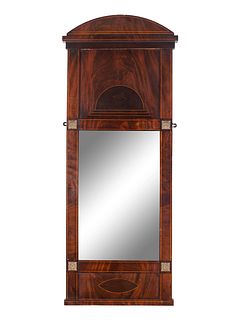 An Empire Style Satinwood Inlaid Mahogany Mirror