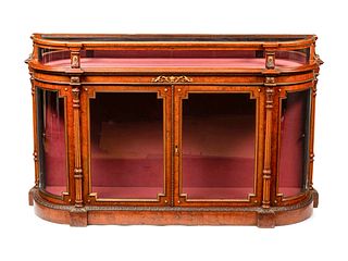 A Napoleon III Parcel Gilt Burlwood Lift-Top Vitrine Cabinet