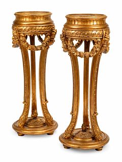 A Pair of Neoclassical Style Giltwood Jardinieres