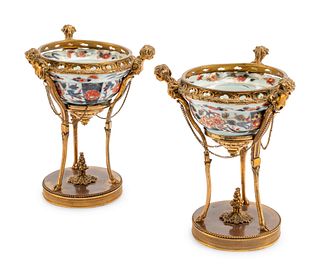 A Pair of French Gilt Bronze Mounted Chinese Porcelain Coupes