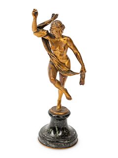 A French Gilt Bronze Figure on a Marble Base