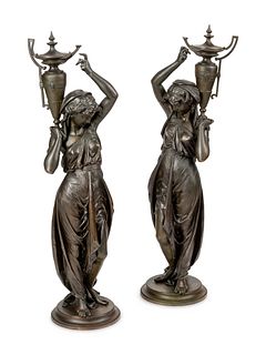 A Pair of French Bronze Figures Cast by Victor Paillard Foundry