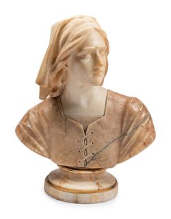 An Italian Carved Alabaster Bust