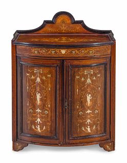 An Italian Neoclassical Style Marquetry Decorated Walnut Cabinet