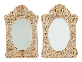 A Pair of Continental Carved Bone Mirrors