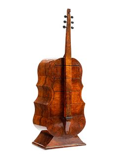 A Continental Burl Walnut "Cello" Cabinet