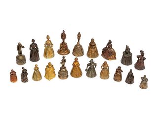 A Collection of Twenty Continental Bronze Figural Bells