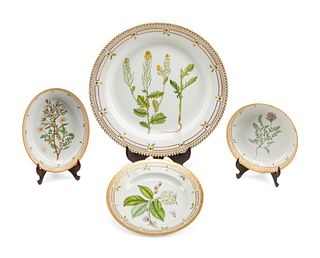 Four Royal Copenhagen Flora Danica   Porcelain Serving Articles