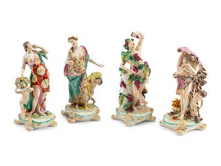 A Set of Four Continental Porcelain Figural Groups Allegorical of the Seasons