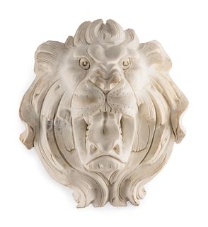 A Continental Marble Lion Mask