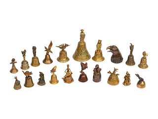 A Collection of Twenty Continental Bronze Animal Form Bells
