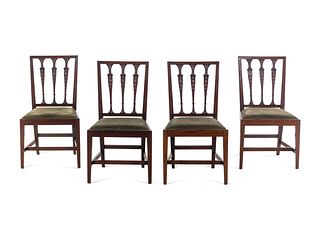 A Set of Four George III Style Mahogany Side Chairs