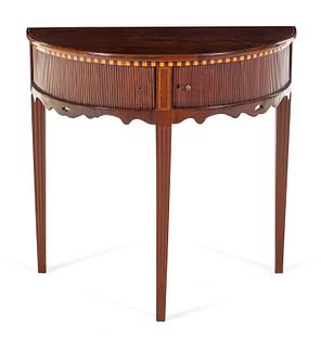 A George III Style Mahogany Demilune Table