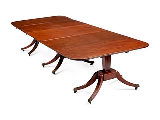 A Regency Mahogany Three-Pedestal Dining Table