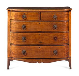 A Regency Satinwood Strung Mahogany Chest of Drawers