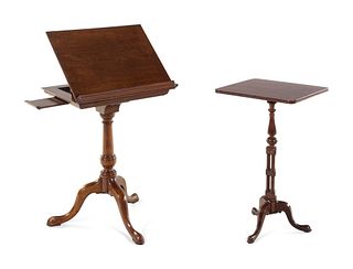 A Regency Rosewood Candle Stand and a Similar Mahogany Music Stand