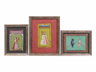 Three Mughal Miniature Paintings