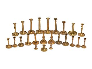 Twenty-Four English Brass Candlesticks